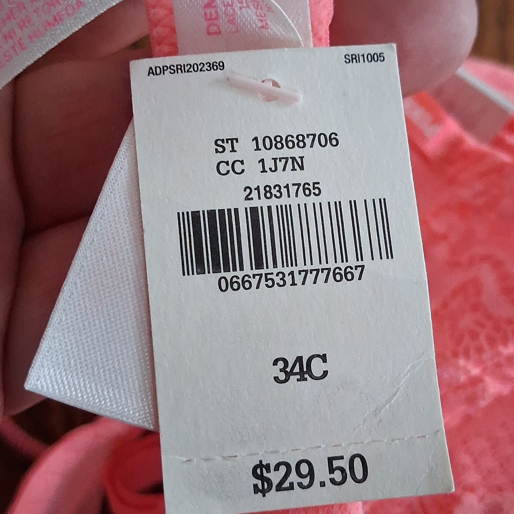 New Pink Victoria's Secret Vibrant Lace Push Up Bra Size 34C - Picture 7 of 9